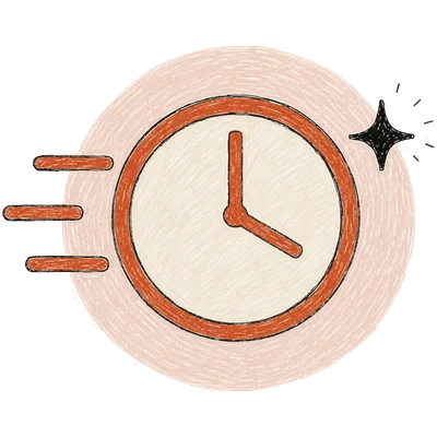 時計のイラスト（最短当日仕上げのイメージ）